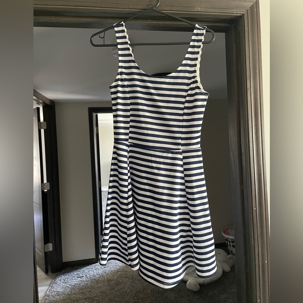 Navy & White Striped Dress